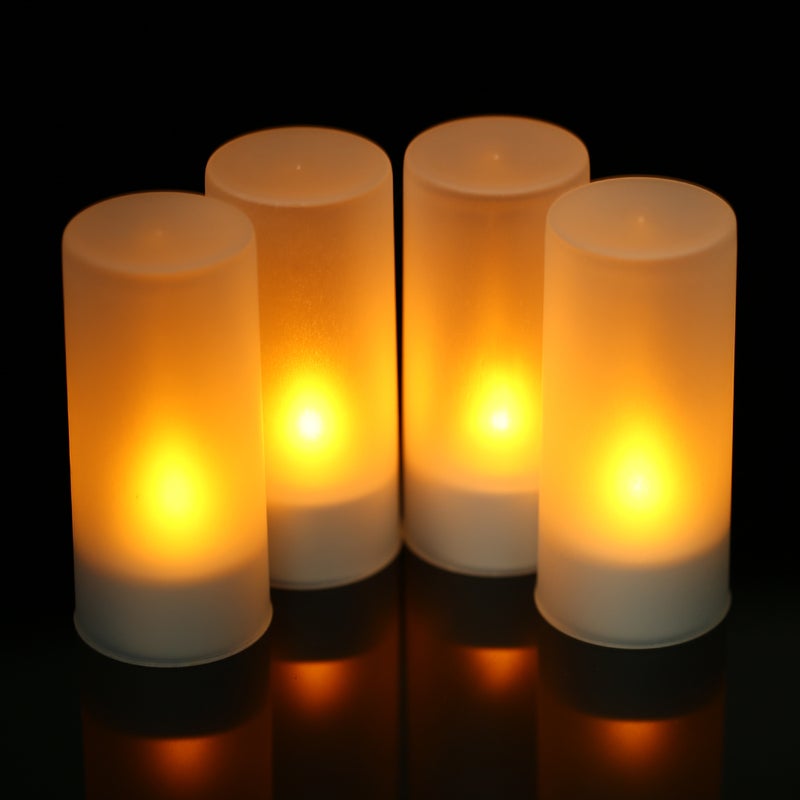 4 Piece Rechargeable LED Candles Lights With Remote Control Frosted Cups White 0.34kg - Image 4