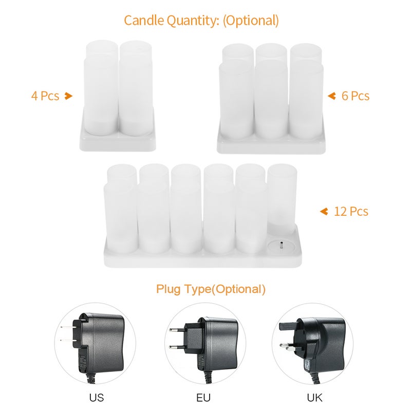 4 Piece Rechargeable LED Candles Lights With Remote Control Frosted Cups White 0.34kg - Image 5