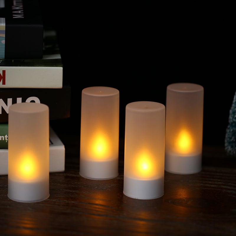 4 Piece Rechargeable LED Candles Lights With Remote Control Frosted Cups White 0.37kg - Image 4