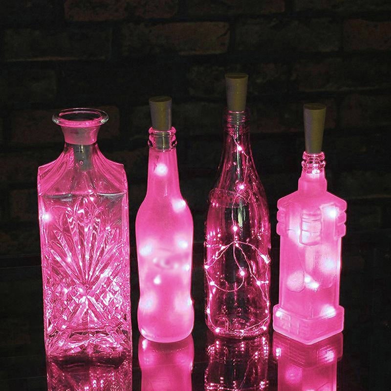 Wine Bottle Cork Lights Sliver Wire String Lights Pink 0.02kg