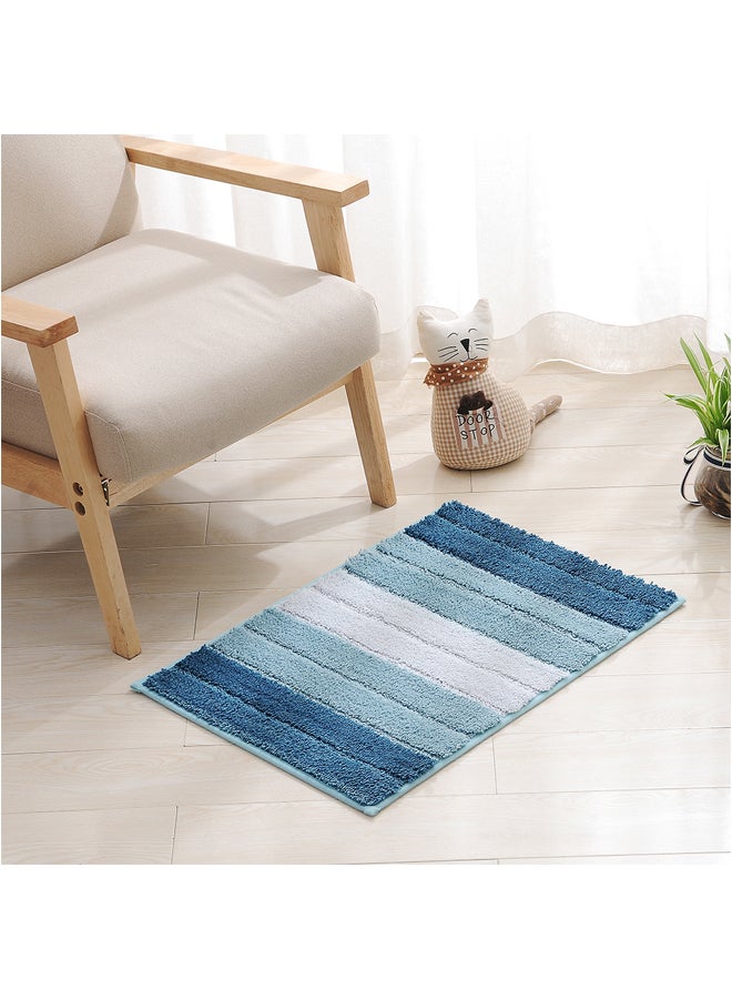 Microfiber Square Anti-slip Water Absorbent Rug Blue 43.00x5.00x30.00cm  - Image 4