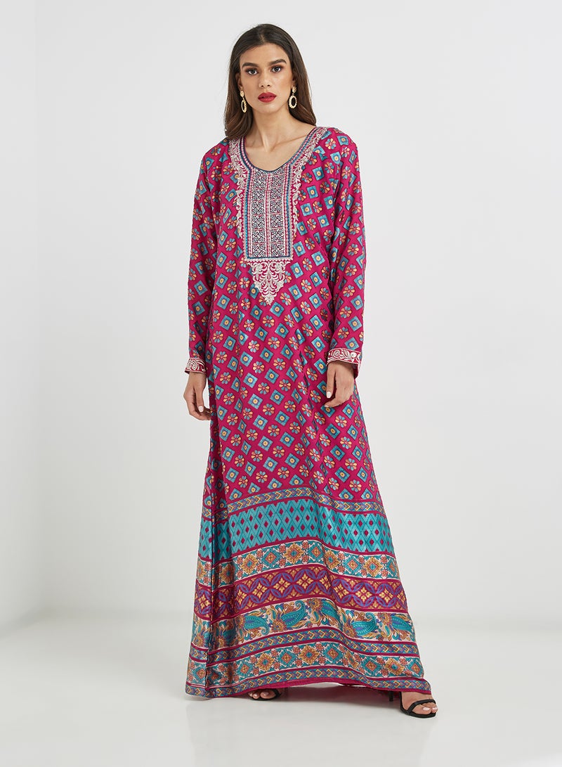 Sara Arabia - Traditional Round Neck Jalabiya Pink - Image 1