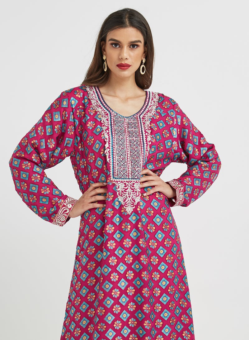 Sara Arabia - Traditional Round Neck Jalabiya Pink - Image 1