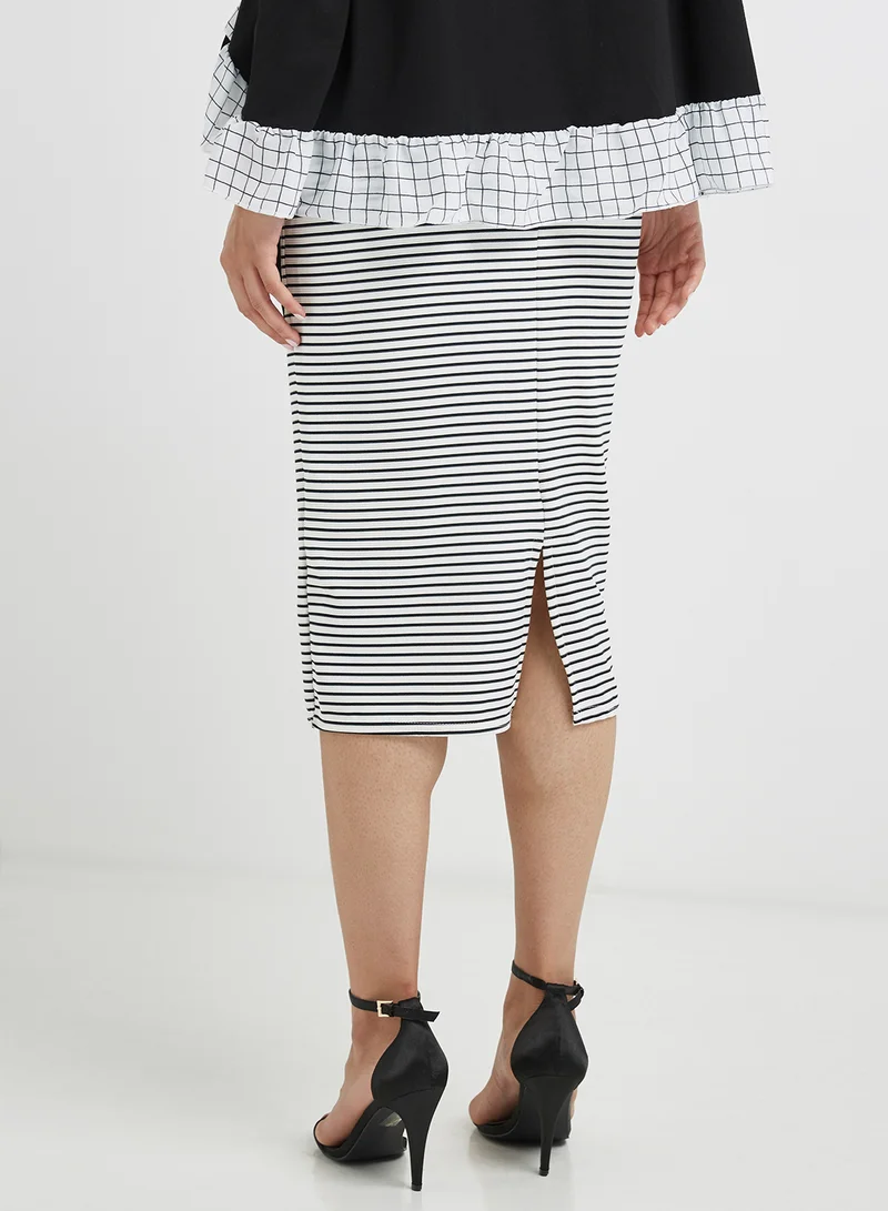 LOST INK Tie Waist Skirt Black/White