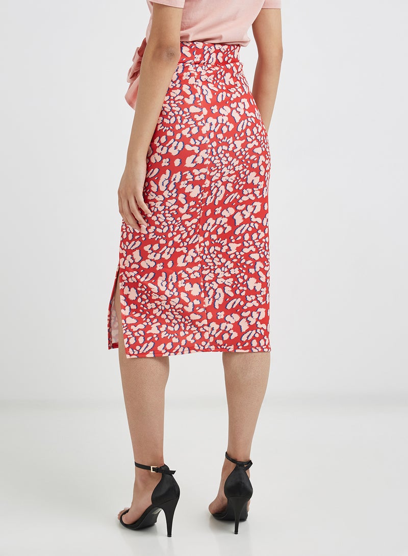LOST INK Contrast Textured Pencil Skirt Multicolour  - Image 3