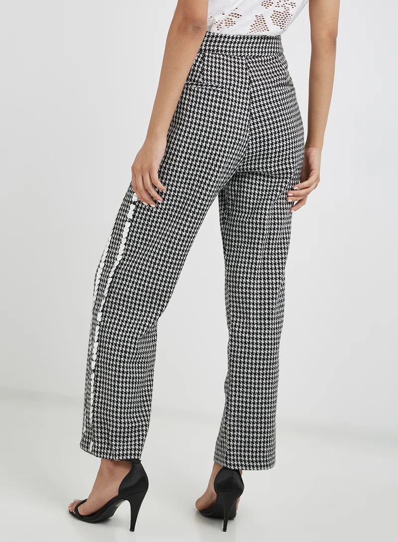LOST INK Embellished Textured Pants Multicolour
