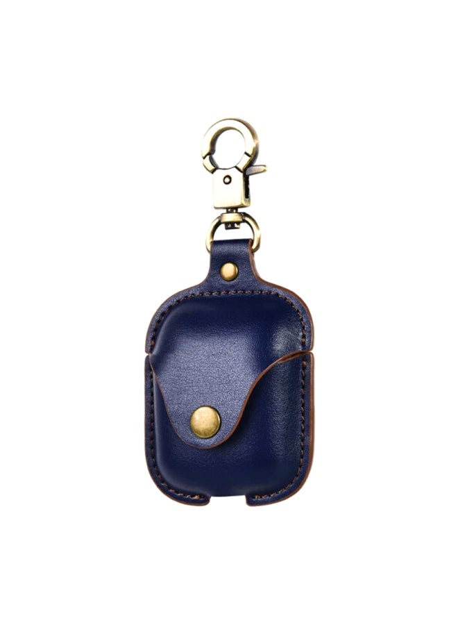 Leather Case With Hook For Apple AirPods Blue