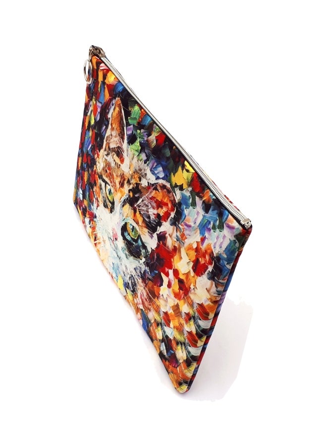 Alwan - Cat Printed Clutch White/Red/Blue - Image 1
