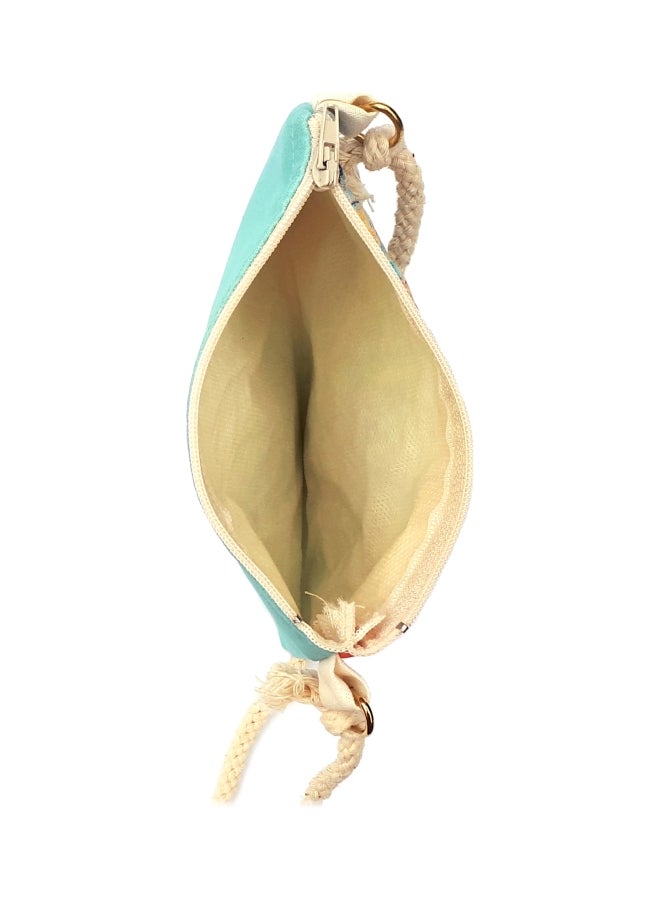 ألوان حقيبة كروس مزينة بطبعة خمسة أزرق/بيج/كستنائي - Image 4