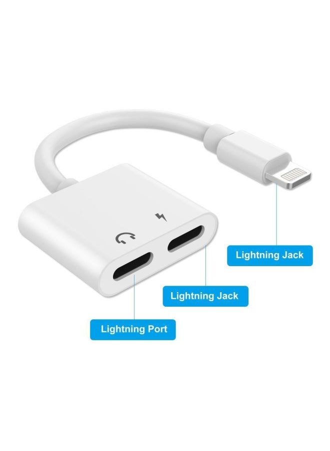 365dealz - Dual Lightning Audio And Charge Adapter White - Image 1