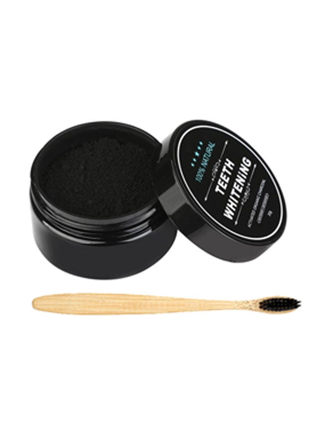 Generic 2-Piece Teeth Whitening Powder Natural With Bamboo Toot Set Black 30grams  - Image 1