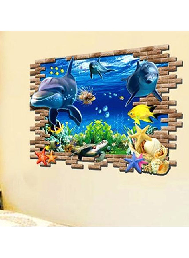 Sharpdo 3D Underwater World Printed Wall Sticker Blue/Brown/Yellow 50x70x0.5centimeter  - Image 3