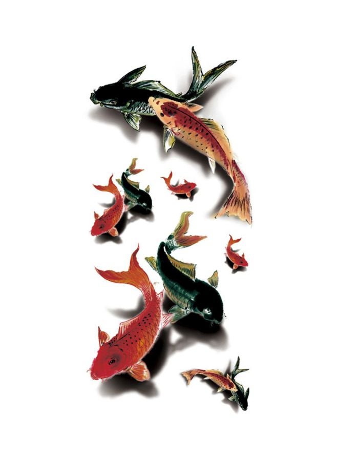 شرائح تاتو مؤقت لاصقة ثلاثية الأبعاد أحمر/ أسود/ برتقالي