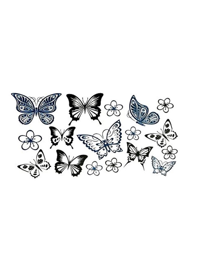 Oottati 2-Piece Temporary Tattoo Sticker Set Black/Blue