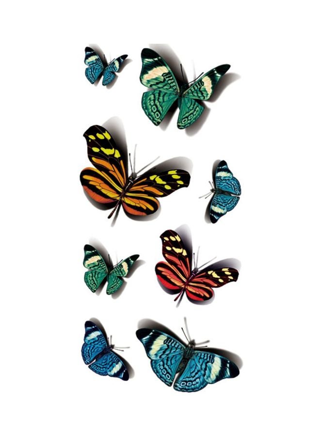 ملصقات تاتو مؤقت بتصميم فراشة ثلاثية الأبعاد أخضر/أزرق/أسود