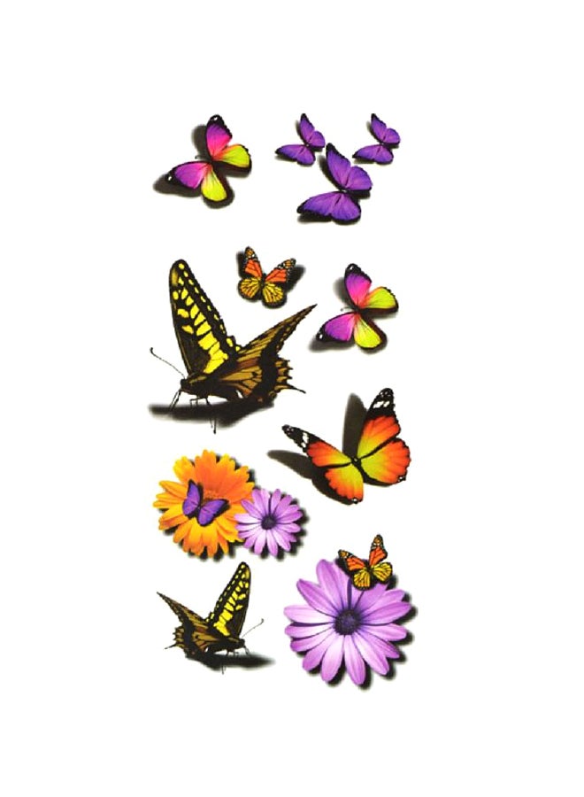 تافلي طقم ملصقات تاتو مؤقت بتصميم ثلاثي الأبعاد من 5 قطع أرجواني/ أسود/ أصفر - Image 1