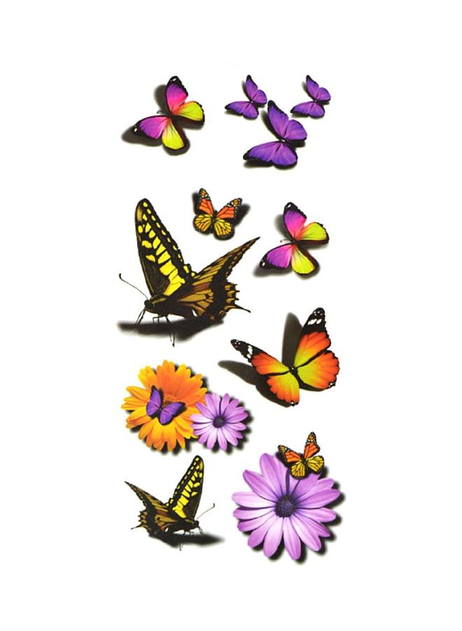 تافلي طقم ملصقات تاتو مؤقت بتصميم ثلاثي الأبعاد من 5 قطع أرجواني/ أسود/ أصفر - Image 2