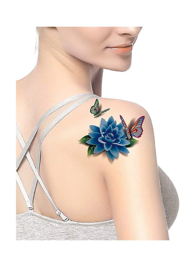 تافلي طقم ملصقات تاتو مؤقت بتصميم ثلاثي الأبعاد من 5 قطع أزرق/ أرجواني/ أخضر - Image 2