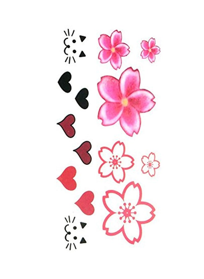 Oottati 2-Piece Temporary Tattoo Sticker Set Black/Pink/Red