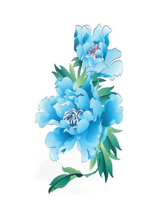 5-Piece Flower Temporary Tattoo Set Blue/Green