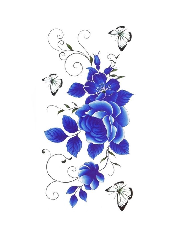 مجموعة ملصقات تاتو مؤقتة عدد 5 قطع أسود/أزرق