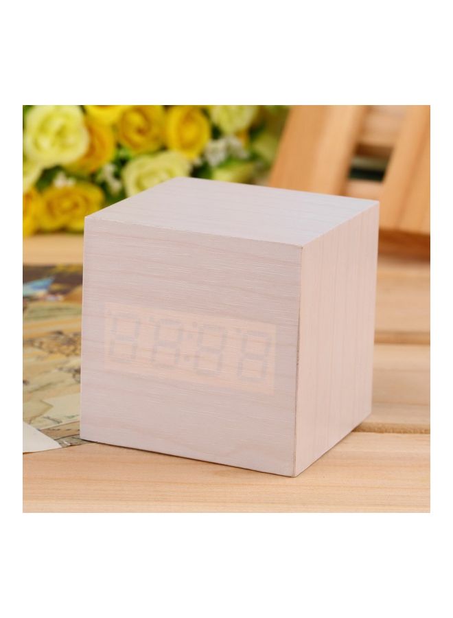 LED Display Wooden Alarm Clock White 6.3cm - Image 2