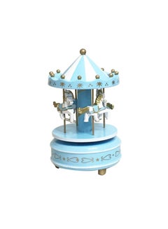 Generic Merry-Go-Round Carousel Music Box Blue 19x12cm  - Image 1