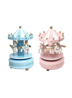 Generic Merry-Go-Round Carousel Music Box Blue 19x12cm  - Image 5