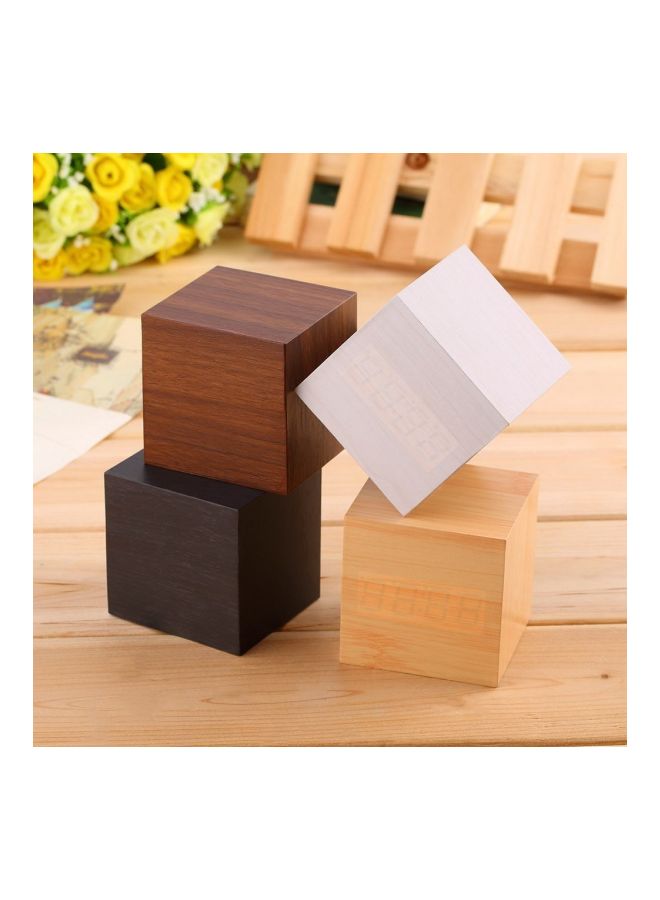 LED Display Wooden Alarm Clock White 6.3cm - Image 4