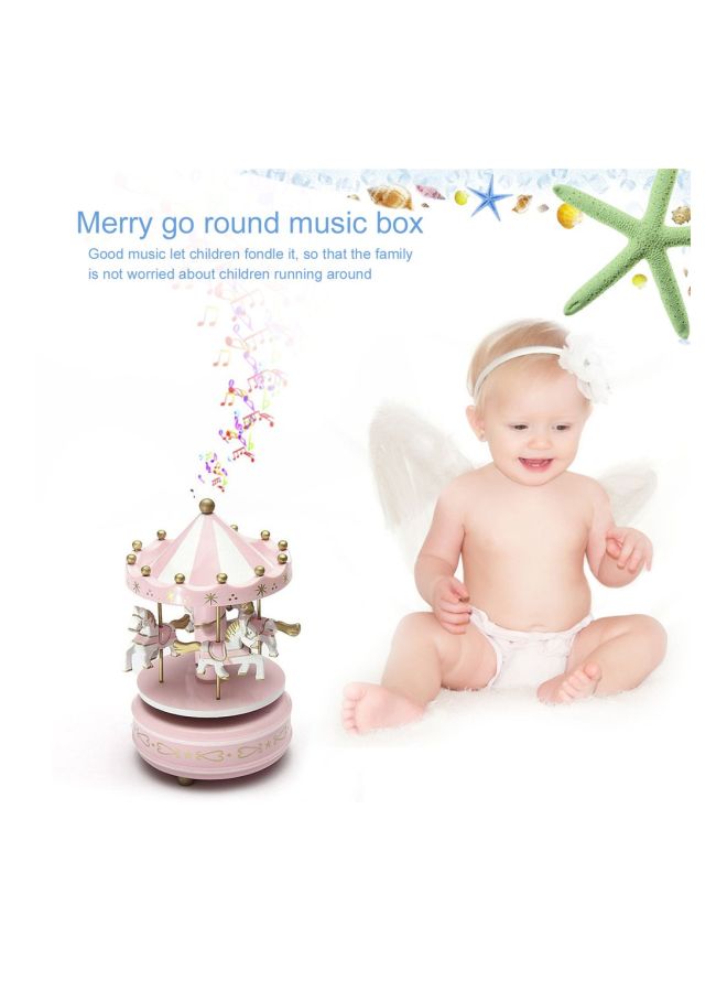 Merry-Go-Round Carousel Music Box Pink 19x11centimeter - Image 4