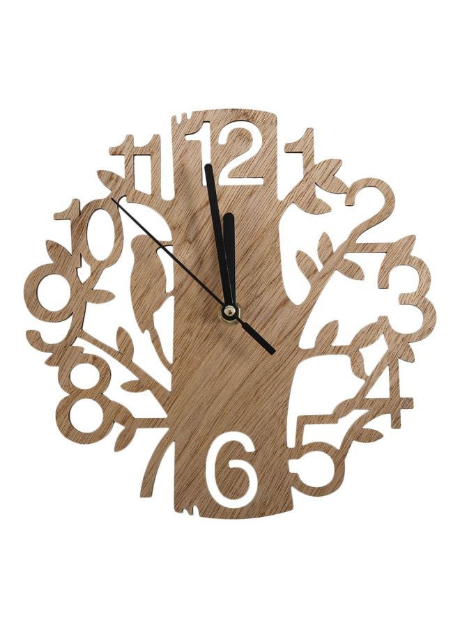 Tree And Bird Pattern Analog Wall Clock Brown/Black/Gold 23x2x23cm - Image 1