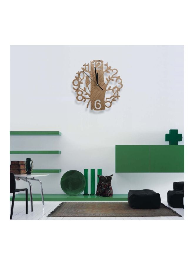 Tree And Bird Pattern Analog Wall Clock Brown/Black/Gold 23x2x23cm - Image 2