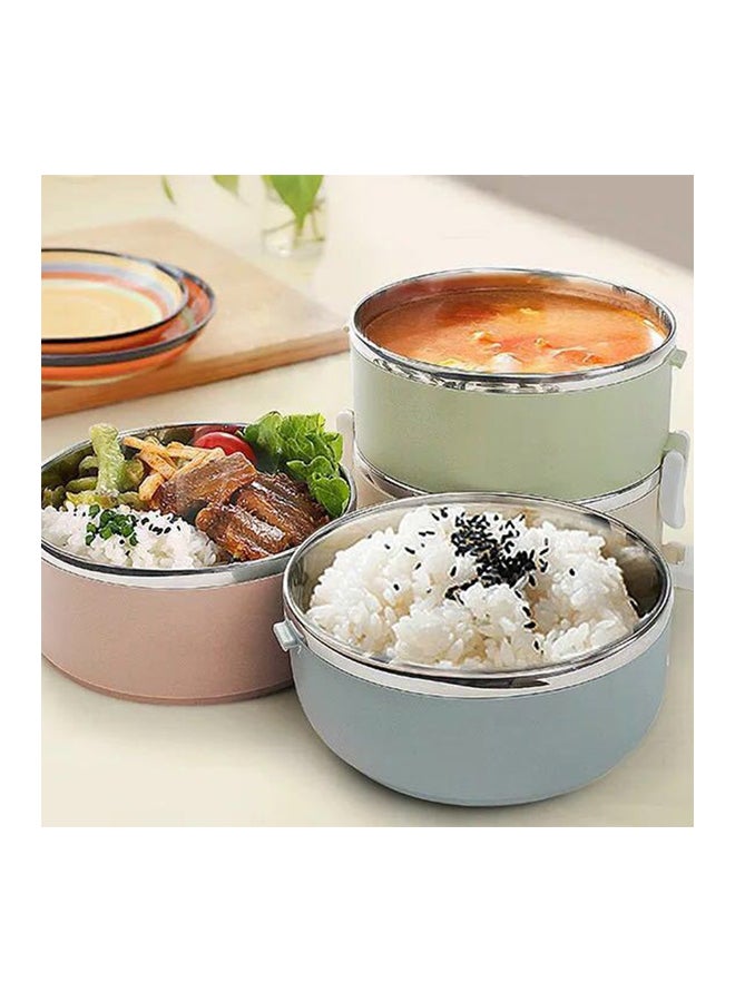 Stainless Steel Three Layers Lunch Box Green/Blue/Pink 2.1Liters - Image 3