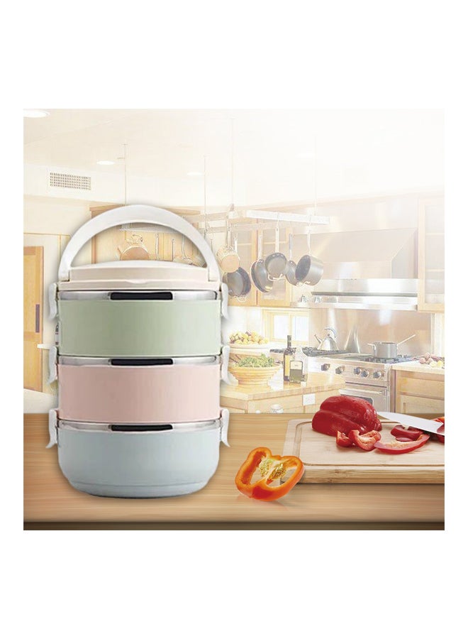 Stainless Steel Three Layers Lunch Box Green/Blue/Pink 2.1Liters - Image 2