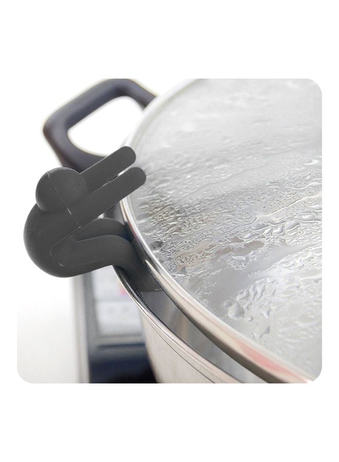 Lid Heightening Anti-overflowing Tool Black 4.5x4x2centimeter