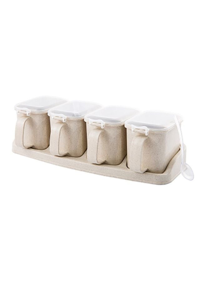 4-Piece Seasoning Jar Box Set Beige 30x11x8centimeter  - Image 1