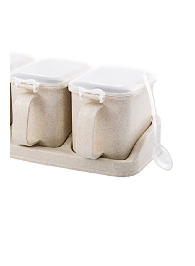 4-Piece Seasoning Jar Box Set Beige 30x11x8centimeter  - Image 2