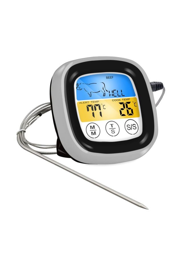 مقياس حرارة لاسلكي بشاشة LED مناسب للشواء أسود/فضي 19x9x3سم - Image 1