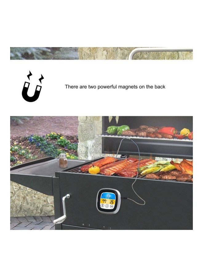 مقياس حرارة لاسلكي بشاشة LED مناسب للشواء أسود/فضي 19x9x3سم - Image 3