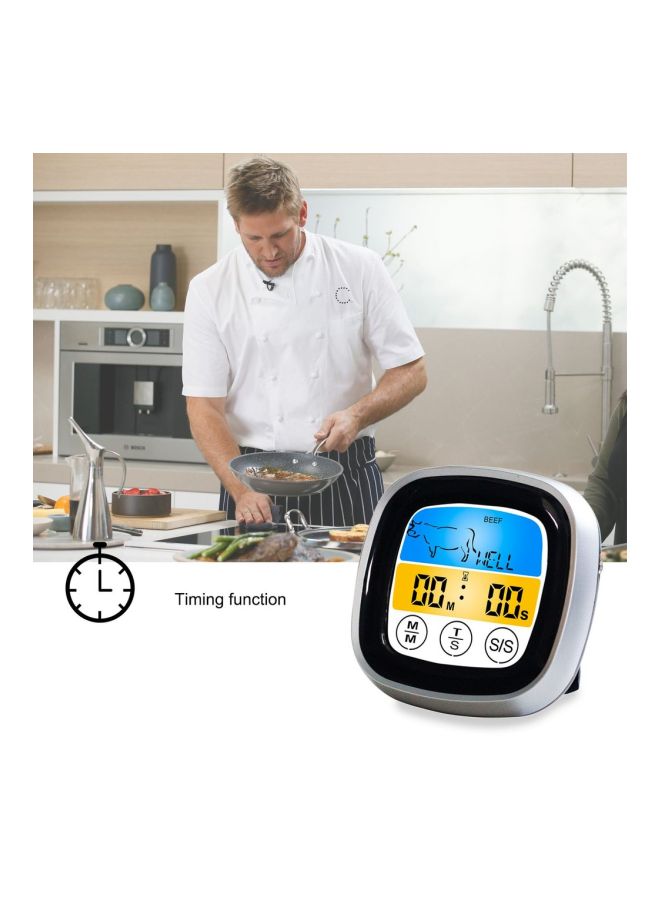 مقياس حرارة لاسلكي بشاشة LED مناسب للشواء أسود/فضي 19x9x3سم - Image 4