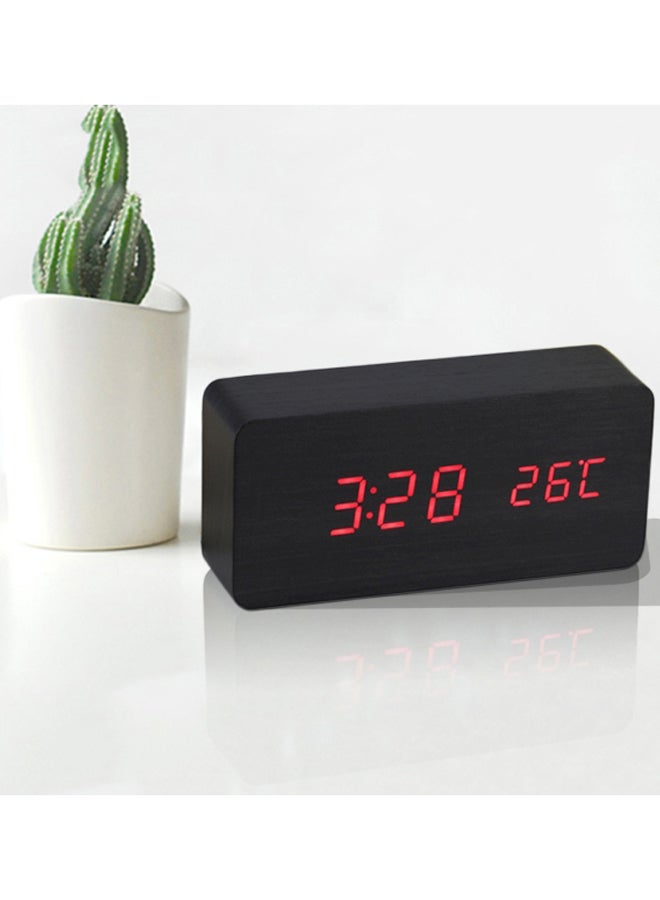 ساعة منبه بمصباح LED أسود 17x9x5.5سم  - Image 3