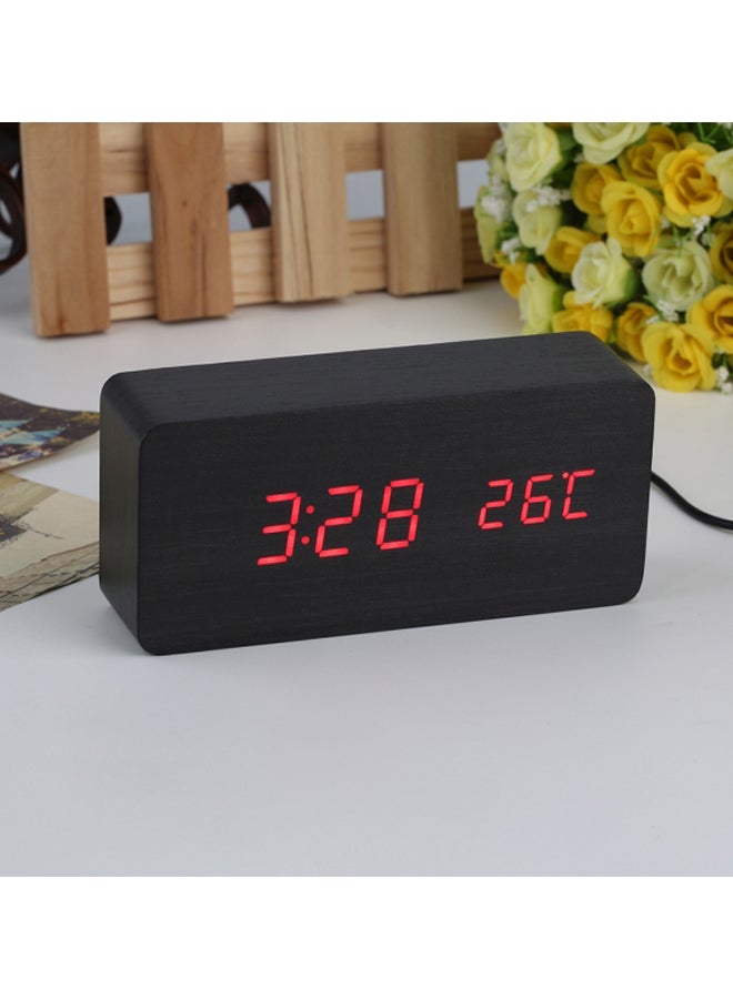 ساعة منبه بمصباح LED أسود 17x9x5.5سم  - Image 1