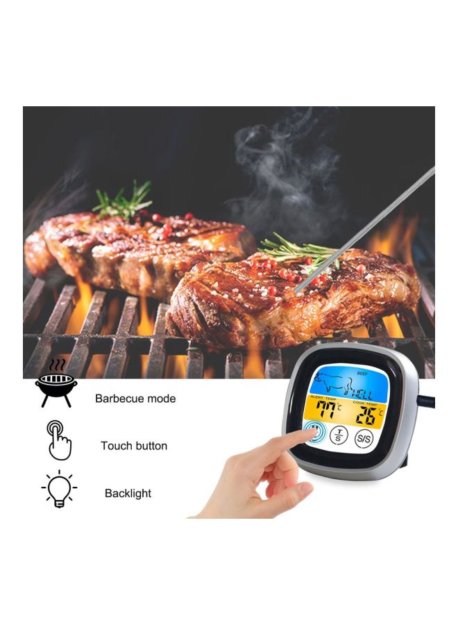 مقياس حرارة لاسلكي بشاشة LED مناسب للشواء أسود/فضي 19x9x3سم - Image 2