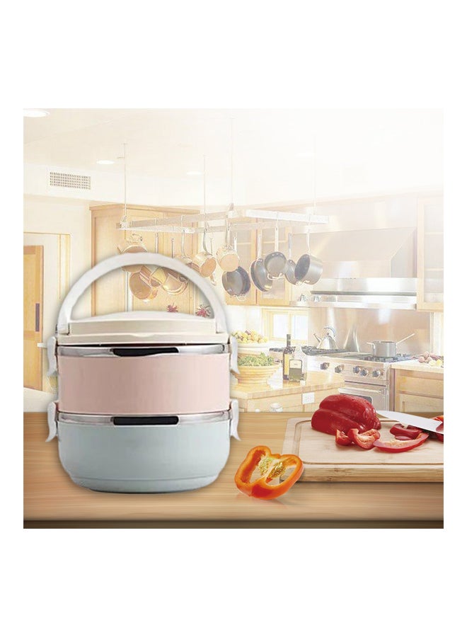 صندوق غداء بطبقتين من الإستانلس ستيل أزرق/ وردي 1.4لترات - Image 2