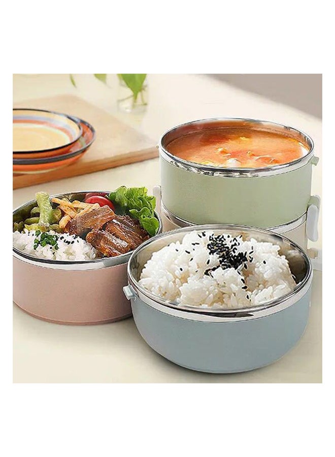 صندوق غداء بطبقتين من الإستانلس ستيل أزرق/ وردي 1.4لترات - Image 3
