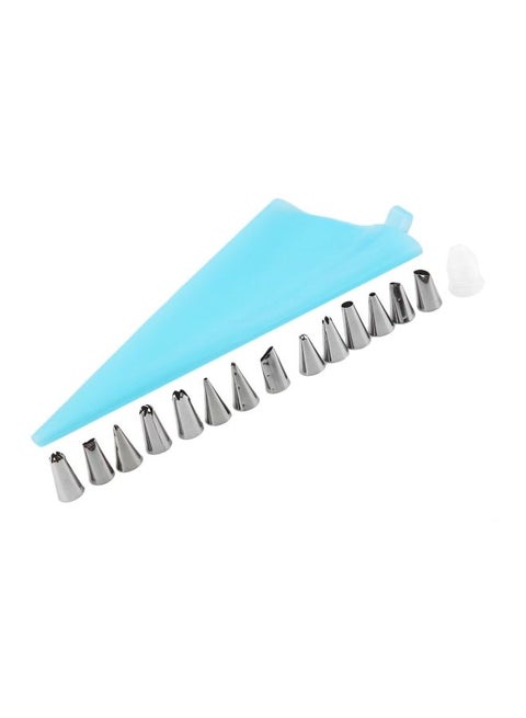 16-Piece Cake Decorating Tool Set Blue/Silver 28x18x0.5centimeter