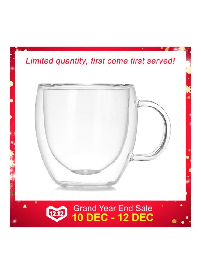 Generic - Double Layered Coffee Mug Clear 7.4x4.5x8cm - Image 1