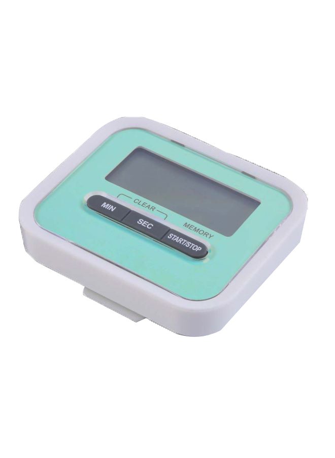 ساعة منبه رقمية بشاشة LCD مزودة بمؤقت للطبخ أخضر/أبيض 7.3x6.2x2.0سم  - Image 1