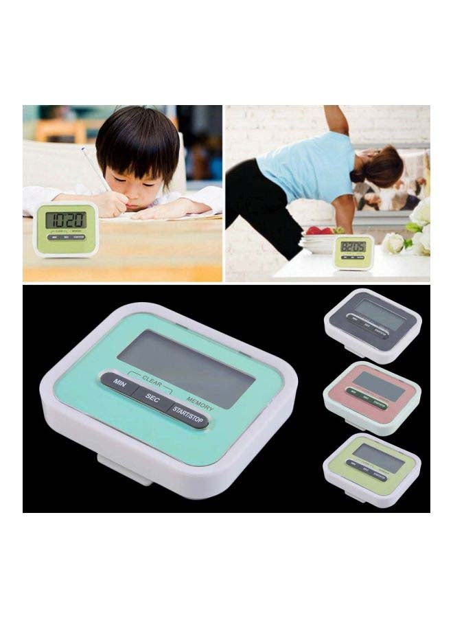 ساعة منبه رقمية بشاشة LCD مزودة بمؤقت للطبخ أخضر/أبيض 7.3x6.2x2.0سم  - Image 2
