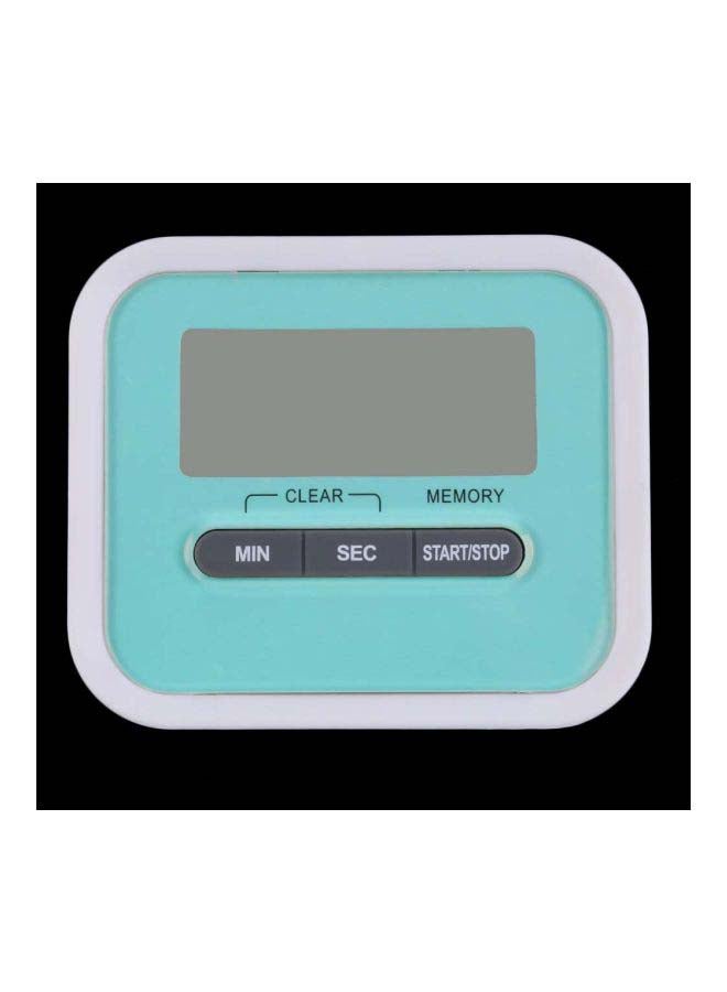 ساعة منبه رقمية بشاشة LCD مزودة بمؤقت للطبخ أخضر/أبيض 7.3x6.2x2.0سم  - Image 3